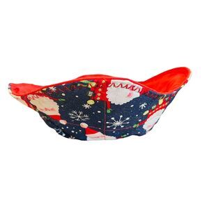 Handmade Quilted Sparkly Santa & Snowflakes  Reversible Microwave Bowl Cozy